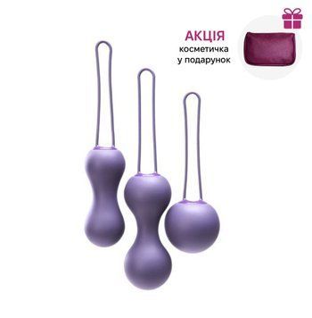Набор вагинальных шариков Je Joue - Ami Purple, диаметр 3,8-3,3-2,7см, вес 54-71-100гр + подарок косметичка SO3042 фото