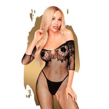 Бодистокинг с имитацией лифа Penthouse - High Profile Black XL SO5266 фото