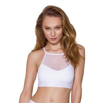 Спортивный топ с прозрачной вставкой Passion PS006 TOP L, white SO4243 фото