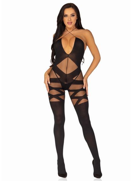 Бодистокинг Leg Avenue Illusion halter bodystocking One size Black, доступ SO8619 фото