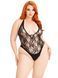 Тедди Leg Avenue Floral lace deep-V teddy, 1X/2X, черное, кружевное, открытая спина, высокие трусики SX1084 фото 1