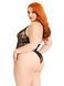 Тедди Leg Avenue Floral lace deep-V teddy, 1X/2X, черное, кружевное, открытая спина, высокие трусики SX1084 фото 4