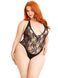 Тедди Leg Avenue Floral lace deep-V teddy, 1X/2X, черное, кружевное, открытая спина, высокие трусики SX1084 фото 3