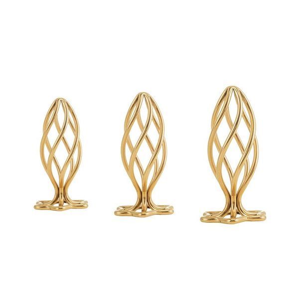 Анальная пробка LOCKINK SEVANDA Hollow Spiral Golden Metal Anal Plug - S size SX0882 фото