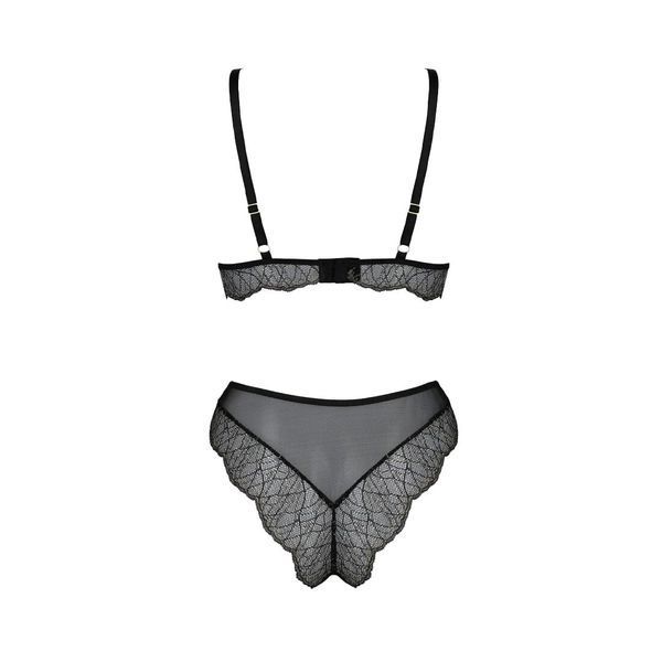 Комплект белья Passion AMBERLY SET 6XL/7XL black, лиф, трусики бразилиана, люрексовая нить SO7056 фото