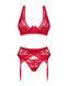 Комплект белья Obsessive Lacelove cupless 3pcs set XS/S Red, бюстгальтер, стринги, пояс для чулок SO8655 фото 3