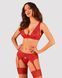 Комплект белья Obsessive Lacelove cupless 3pcs set XS/S Red, бюстгальтер, стринги, пояс для чулок SO8655 фото 1