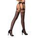 Эротические колготки-бодистокинги Passion S025 One Size, Black, имитация ажурных чулочков с пояском PSS025B фото 2