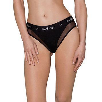 Трусики з прозорою вставкою Passion PS002 PANTIES XL, black SO4194 фото