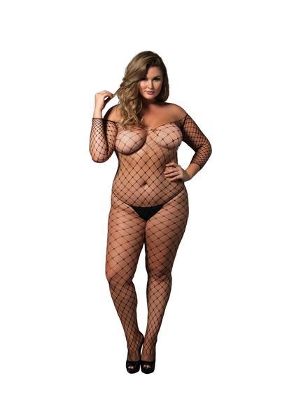 Бодистокинг Leg Avenue Off the shoulder bodystocking Black Queen Size SX1085 фото