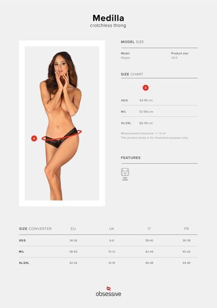 Трусики Obsessive Medilla crotchless thong M/L SO9062 фото
