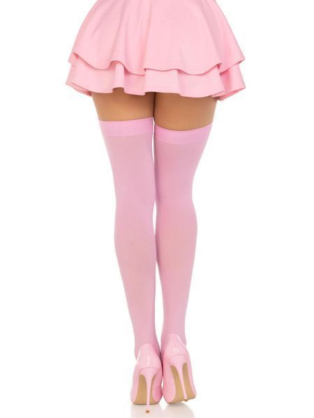 Плотные непрозрачные чулки Leg Avenue Opaque Nylon Thigh Highs Pink, One Size SX1711 фото