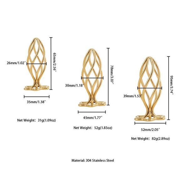 Анальная пробка LOCKINK SEVANDA Hollow Spiral Golden Metal Anal Plug - M size SX0883 фото