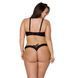 Комплект из экокожи Passion CELINE BIKINI 4XL/5XL black, открытый бра, стринги со шнуровкой SO7057 фото 2