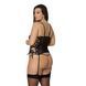 Сітчастий корсет з екошкіри Passion MALWIA CORSET 4XL/5XL black, з люверсами та знімними пажами SO7098 фото 2