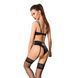 Комплект білизни Passion Exclusive FLORIS SET L/XL, black, ліф, трусики, пояс для панчіх PS23710 фото 2