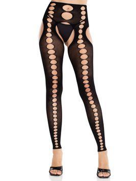 Колготки Leg Avenue Seamless Opaque Footless Suspender Hose One Size Black SX2765 фото