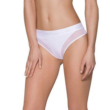 Трусики з прозорою вставкою Passion PS002 PANTIES L, white SO4195 фото