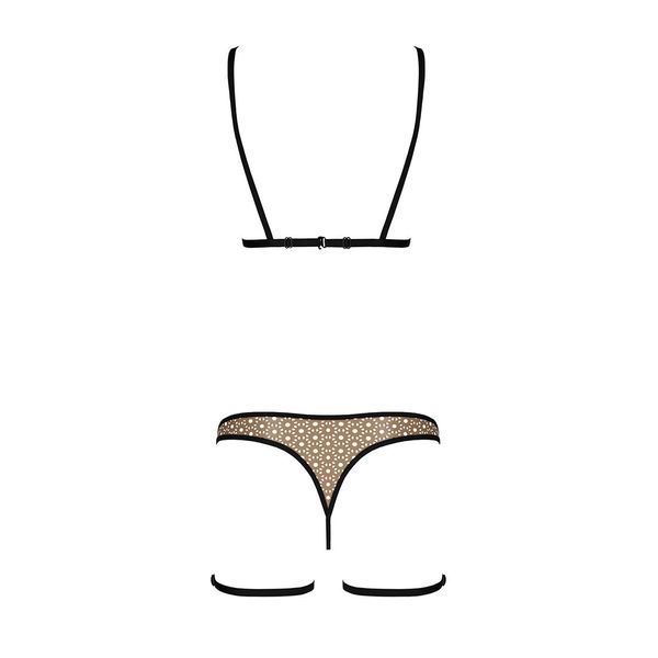 Эротический комплект нижнего белья Passion GABI SET L/XL beige, трусики с гартерами SO8436 фото