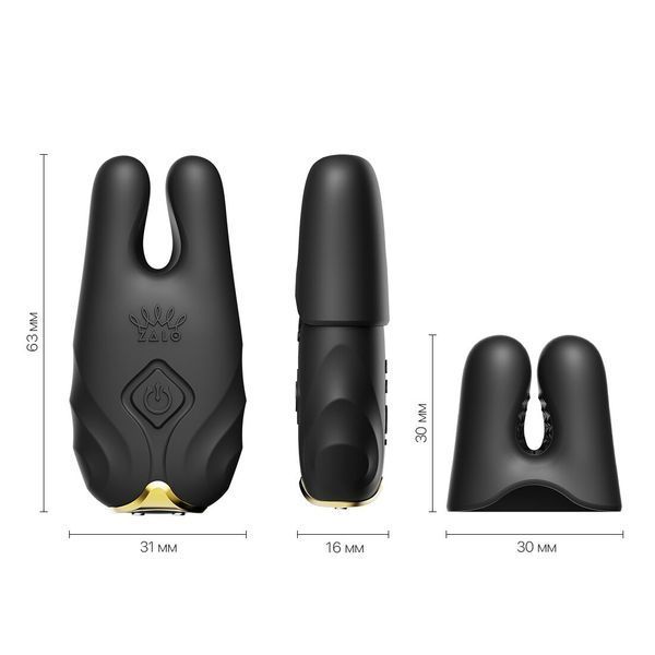Смарт-вибратор для груди Zalo - Nave Obsidian Black, пульт ДУ, работа через приложение SO7490 фото