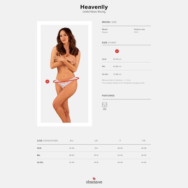 Кружевные танга Obsessive Heavenlly crotchless thong M/L, с доступом SO8189 фото