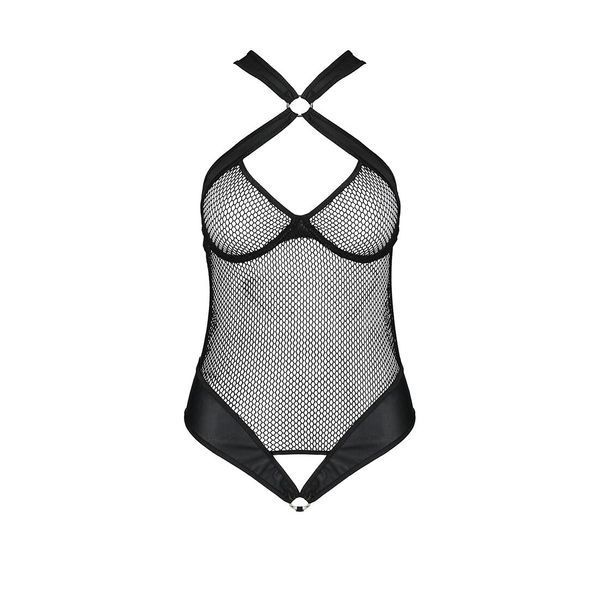 Сетчатый боди с халтером Passion Amanda Body L/XL, black SO5315 фото