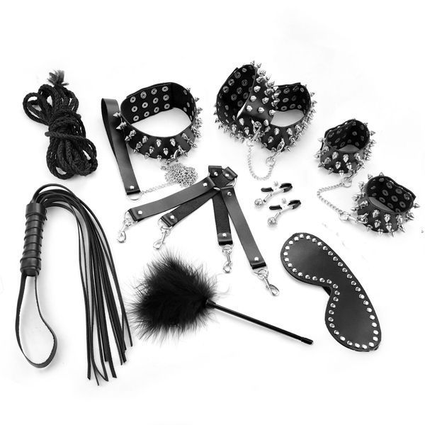 BDSM-набор Art of Sex &ndash; Spikes BDSM Set Leather, 10 предметов, черный, натуральная кожа SO7140 фото