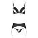 Комплект из эко-кожи Passion MILEY SET XXL/XXXL, black, трусики, бюстгальтер, пояс для чулок SO5773 фото 3