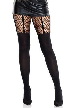 Колготки Leg Avenue Garter Illusion Tights with Net Detail One Size Black SX2766 фото