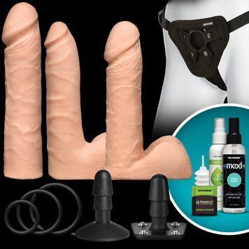Набор для страпона Doc Johnson Vac-U-Lock Dual Density UltraSKYN Set, диаметр 3&times;4,5см SO1987 фото