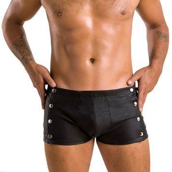 Мужские кожаные боксеры с заклепками Passion 048 SHORT DAVID XXL/XXXL Black SO7617 фото
