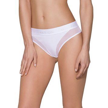 Трусики з прозорою вставкою Passion PS002 PANTIES M, white SO4196 фото