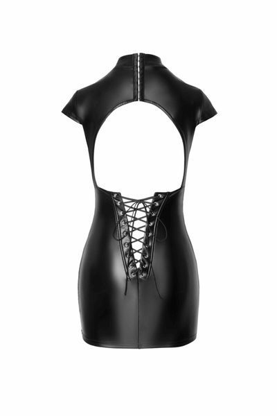 Сукня Noir Handmade F309 Fantasy, XL, black, міні, під латекс, короткий рукав, шнурівка ззаду SX0294 фото