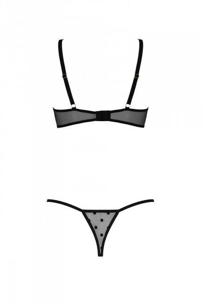 Еротичний комплект Passion MARINA SET WITH OPEN BRA, S/M, black, відкриті чашки SO9736 фото
