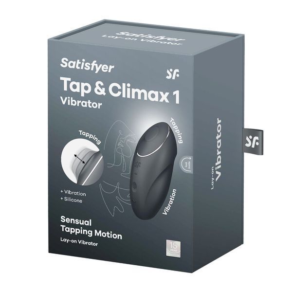 Вибростимулятор-пульсатор Satisfyer Tap & Climax 1 Grey, эффект постукивания пальцем, 2 мотора SX0567 фото