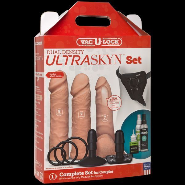 Набір для страпона Doc Johnson Vac-U-Lock Dual Density UltraSKYN Set, діаметр 3&times;4,5см SO1987 фото