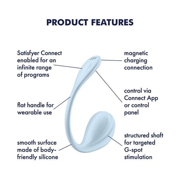 Смарт-віброяйце Satisfyer Smooth Petal Connect App Light Blue SX0667 фото