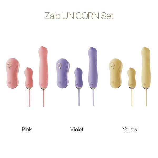 Набор 3в1 Zalo &ndash; UNICORN Set Violet, виброяйцо, пульсатор, вакуумный стимулятор SO6688 фото