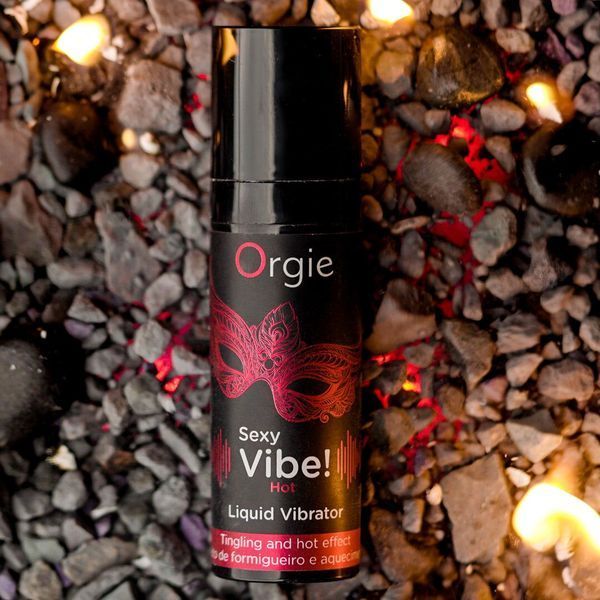 Рідкий вібратор Orgie Sexy Vibe! Hot, 15 мл, зігрівальний, дуже потужний, зі смаком полуниці SX1551 фото
