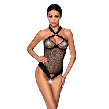 Сетчатый боди с халтером Passion Amanda Body XXL/XXXL, black SO5317 фото