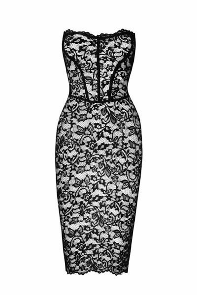 Сукня Noir Handmade F301 Catalyst, L, black, міді, мереживо, відкриті плечі, шнурівка на спині SX0245 фото