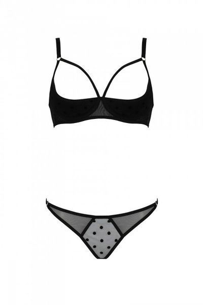 Эротический комплект Passion MARINA SET WITH OPEN BRA, XXL/XXXL, black, открытые чашки SO9737 фото