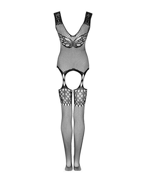 Бодистокинг Obsessive Bodystocking G323 S/M/L black, рисунок пчелы и бабочки SO7243 фото