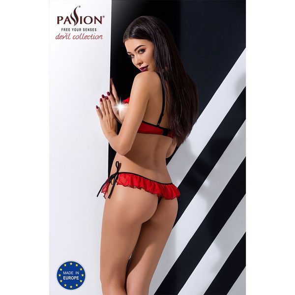 Комплект белья Passion Exclusive CHERRY SET OpenBra XXL/XXXL, red, открытый лиф, трусики-юбочка PS25509 фото
