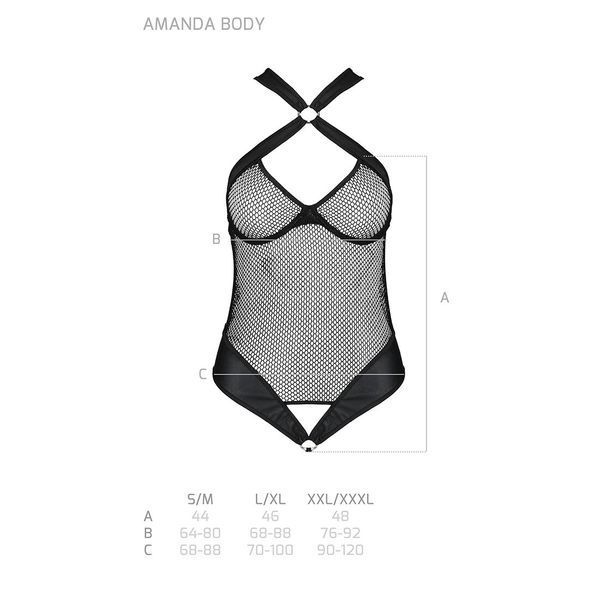 Сетчатый боди с халтером Passion Amanda Body XXL/XXXL, black SO5317 фото
