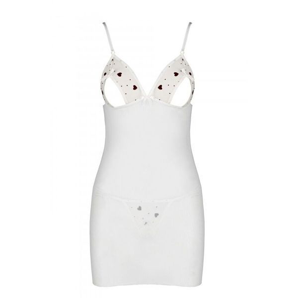 Сорочка с вырезами на груди, стринги Passion LOVELIA CHEMISE S/M, white SO4763 фото