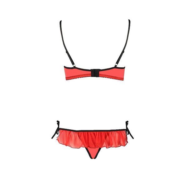 Комплект белья Passion Exclusive CHERRY SET OpenBra XXL/XXXL, red, открытый лиф, трусики-юбочка PS25509 фото