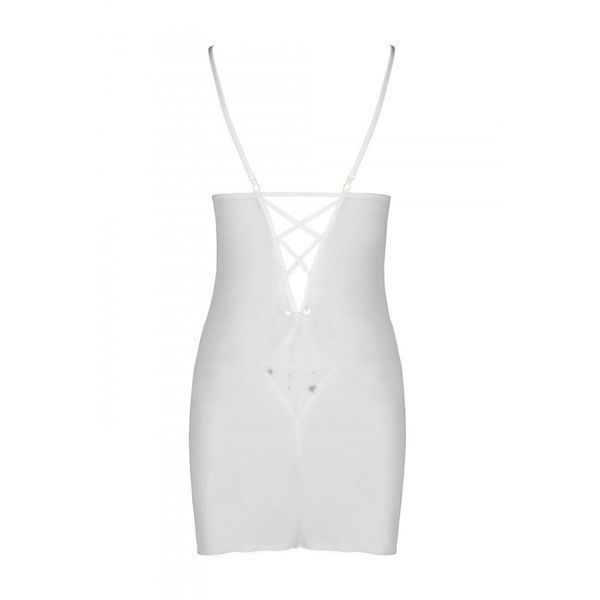 Сорочка с вырезами на груди, стринги Passion LOVELIA CHEMISE S/M, white SO4763 фото