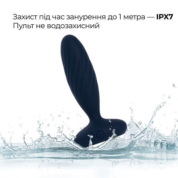 Анальная смарт-вибропробка с пульсацией Svakom Jordan Navy Blue, пульт ДУ SX0727 фото