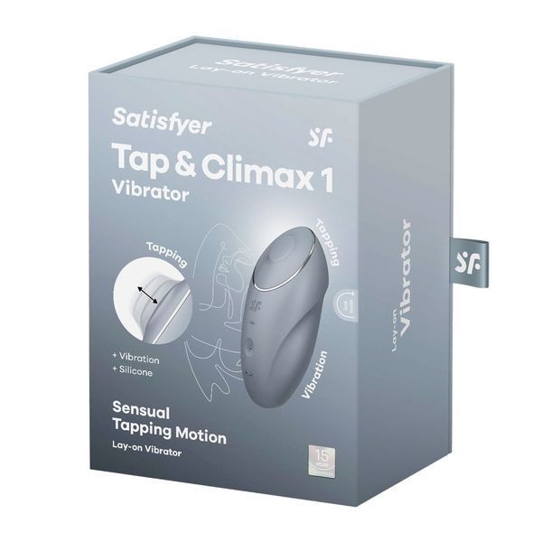 Вібростимулятор-пульсатор Satisfyer Tap & Climax 1 Bluegrey, ефект постукування пальцем, 2 мотори SX0568 фото
